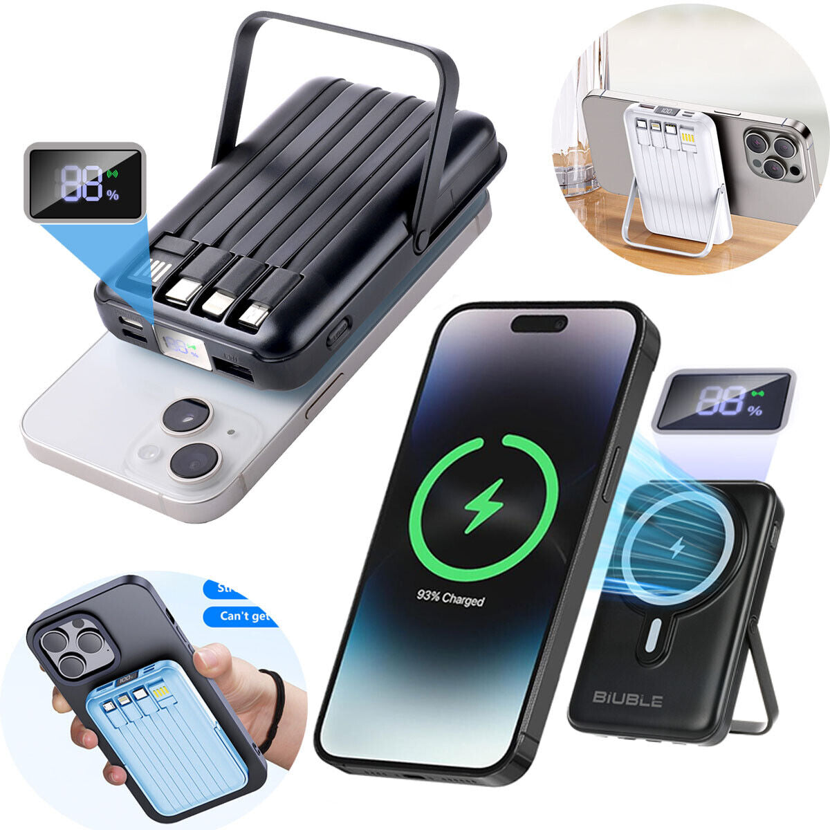 9000000Mah Power Bank Magsafe Magnetic USB Fast Charger Battery Pack for Phone