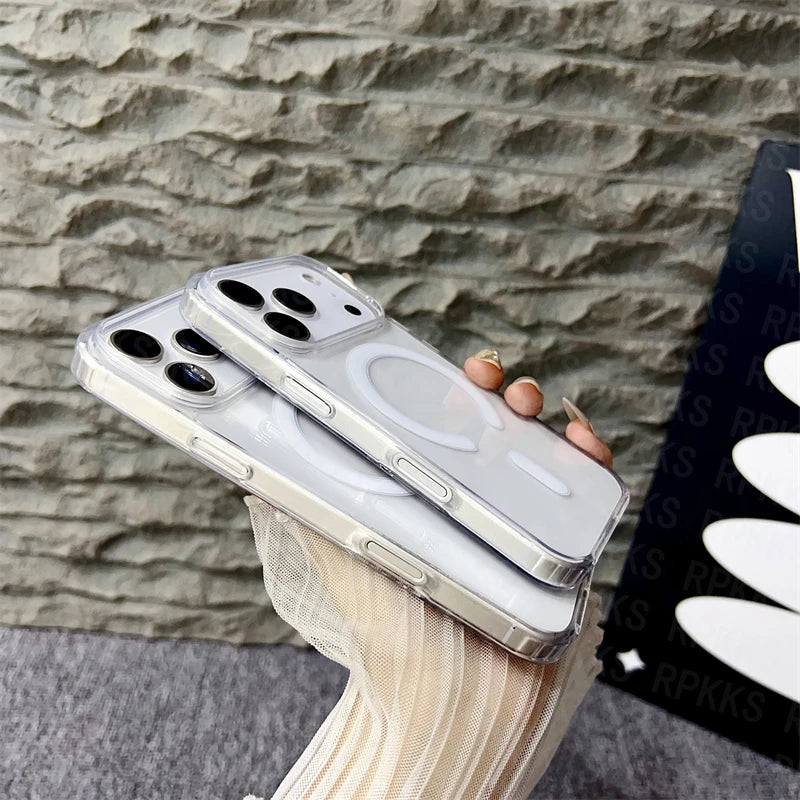 Original for Magsafe Magnetic Wireless Charging Case for  17 Air 16 15 14 13 12 11 Pro Max 17 plus Mini Clear Back Cover