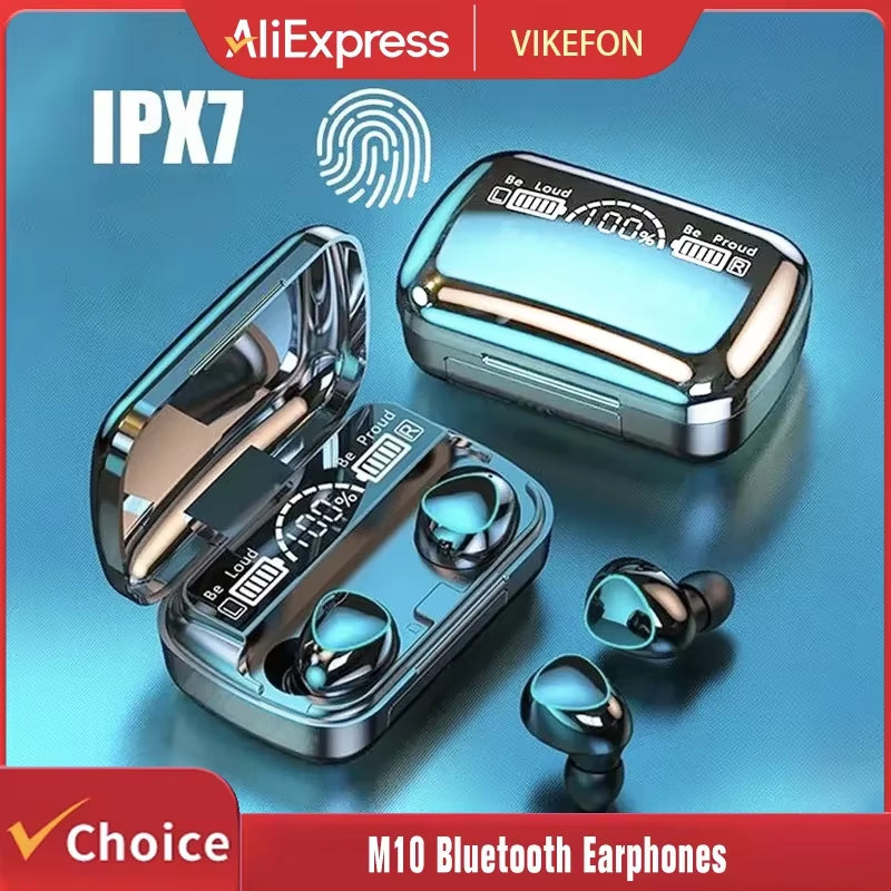 M10 TWS Bluetooth Headphones 2500Mah Charging Box Wireless Earphones with Microphone 9D Stereo Sports Waterproof Earbuds Headset