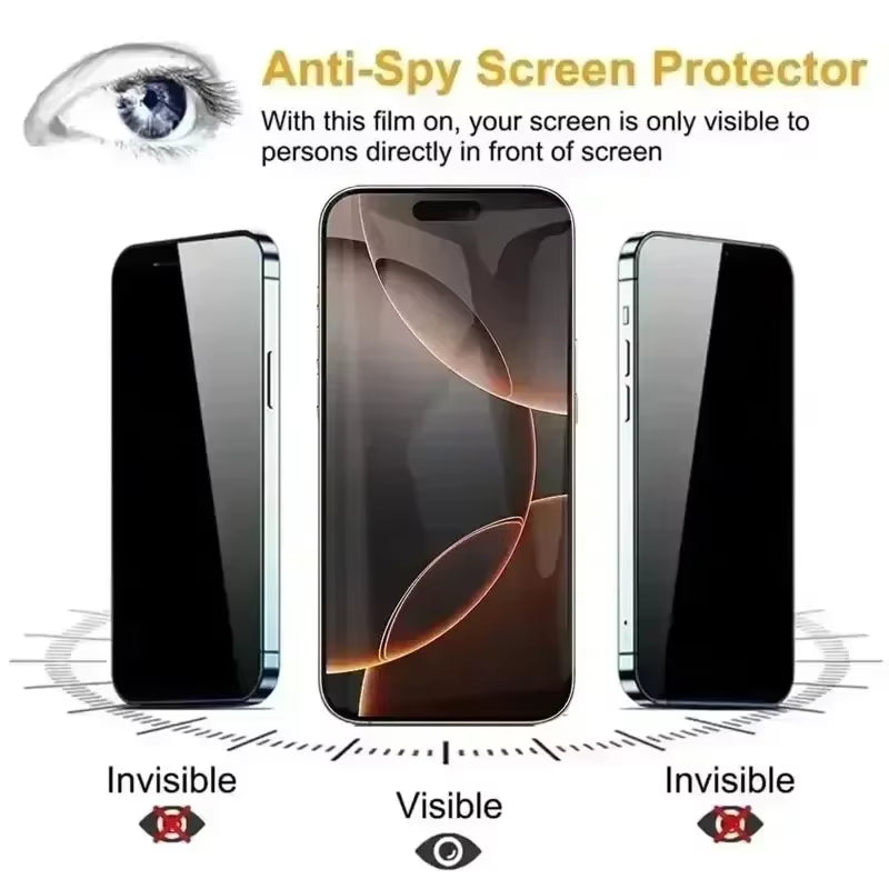 3Pcs Dust Free Installation Privacy Screen Protector for Iphone 16 14 11 12 13 15 Pro Max 7 8 plus Mini X XR 17 Anti-Spy Glass