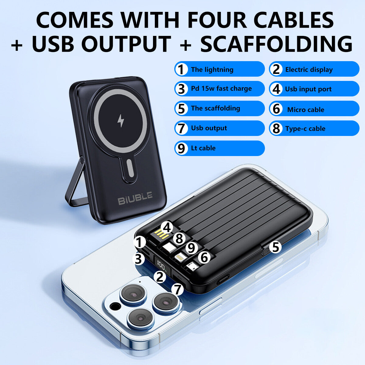 9000000Mah Power Bank Magsafe Magnetic USB Fast Charger Battery Pack for Phone