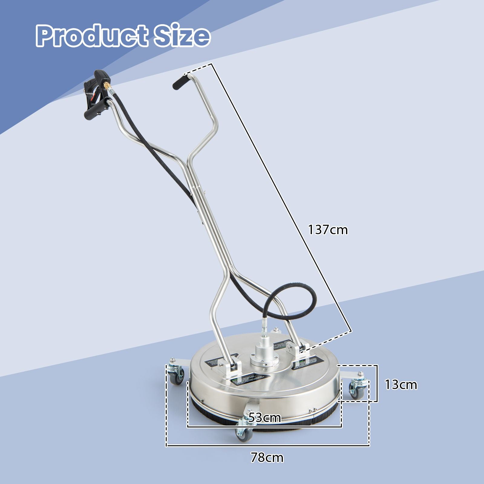 Pressure Washer Surface Cleaner with Casters Dual Handles