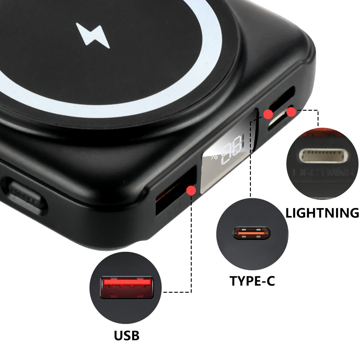 9000000Mah Power Bank Magsafe Magnetic USB Fast Charger Battery Pack for Phone