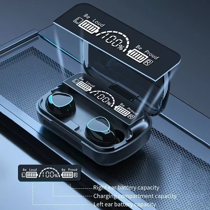 M10 TWS Bluetooth Headphones 2500Mah Charging Box Wireless Earphones with Microphone 9D Stereo Sports Waterproof Earbuds Headset