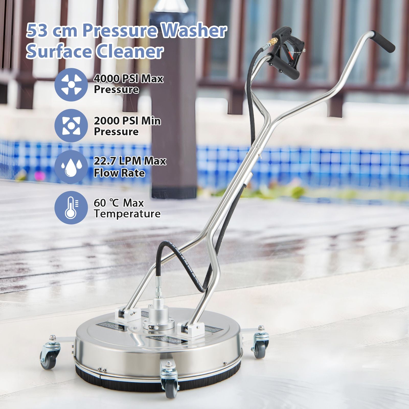 Pressure Washer Surface Cleaner with Casters Dual Handles