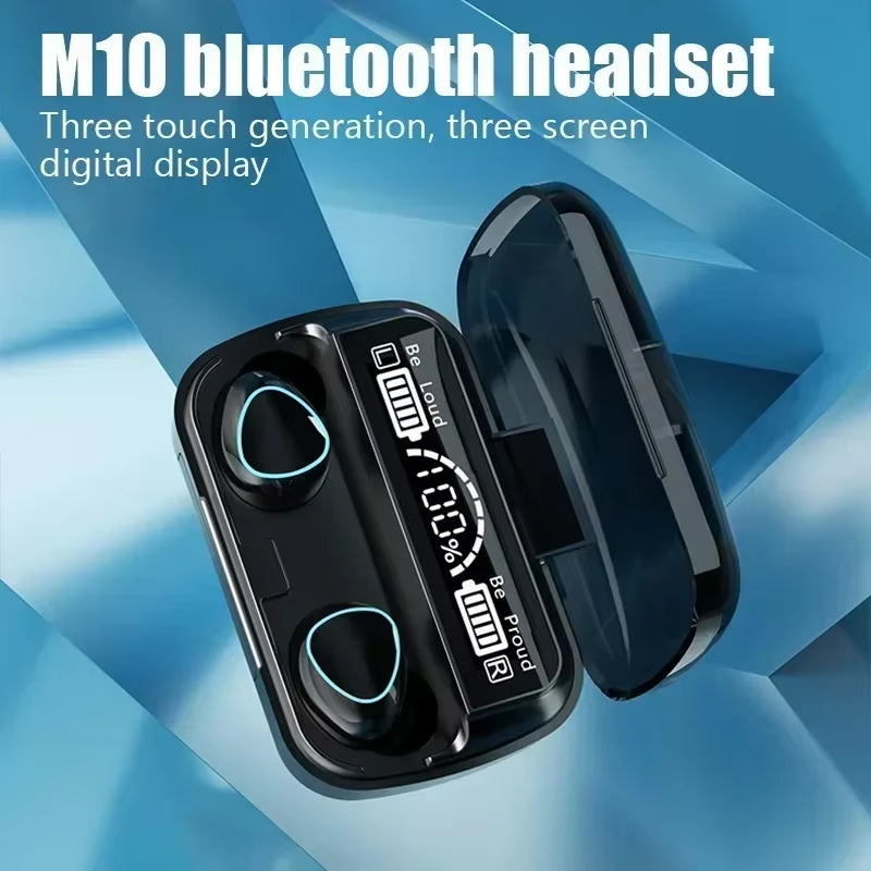 M10 TWS Bluetooth Headphones 2500Mah Charging Box Wireless Earphones with Microphone 9D Stereo Sports Waterproof Earbuds Headset